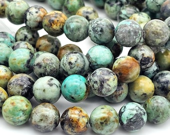 10mm African Turquoise Jasper Beads, round natural gemstone   (1254S)