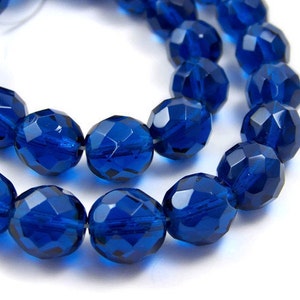 12mm Czech Glass Beads, Dark Aqua Blue, faceted round, Full & Half Strands available (375G)