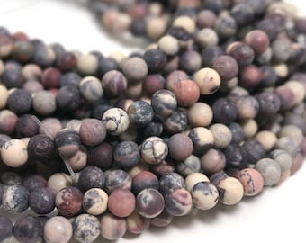 6mm Matte Porcelain Jasper beads, round gemstone, Terra Rosa Jasper  (1057S)