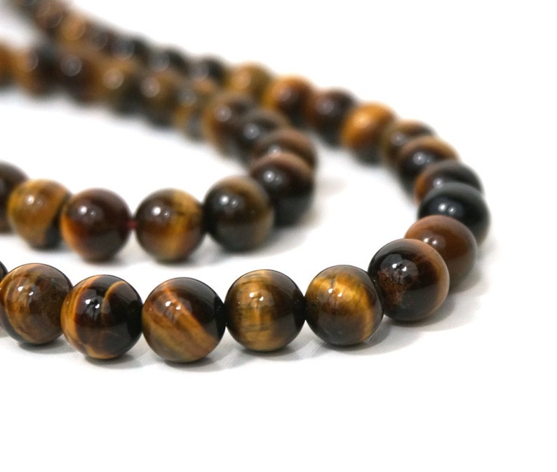 8mm tigereye beads, round natural brown gemstone 1007S image 1