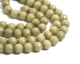 8mm Faceted Candy Jade, Laurel Green Color, Round Gemstone beads   (1265S)