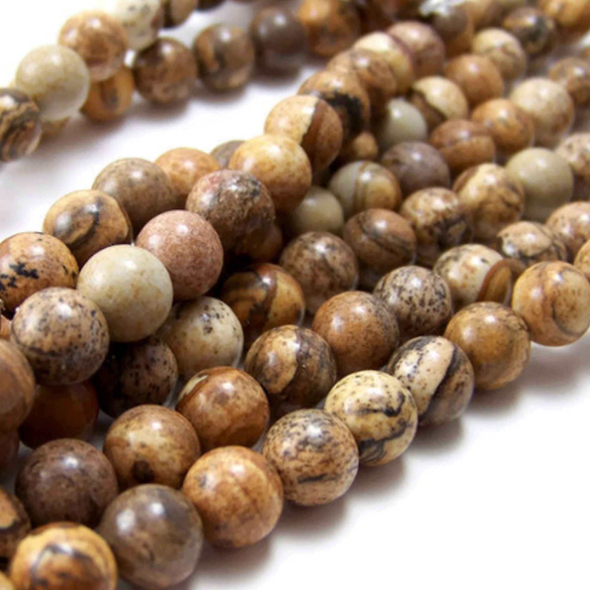 Picture Jasper Beads 8mm Round Gemstone Bead Brown Full or Etsy