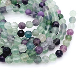 Rainbow Fluorite beads, 8mm round natural gemstone bead 605S image 1