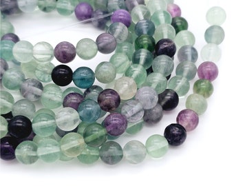 Rainbow Fluorite beads, 8mm round natural gemstone bead (605S)