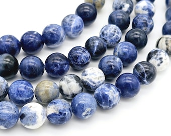 10mm Sodalite beads, natural blue round gemstone,  full & half strands available  (1066S)