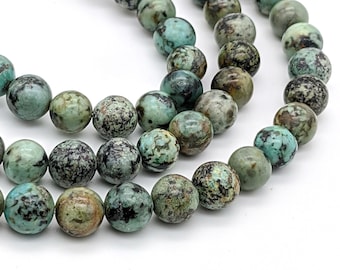 African Turquoise Jasper Beads, 8mm round natural gemstone, Full & Half strands available  (1235S)