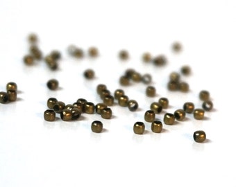 100 Brass Crimp beads, antiqued gold plated , 2mm with 1.5mm inside diameter (1045FD)