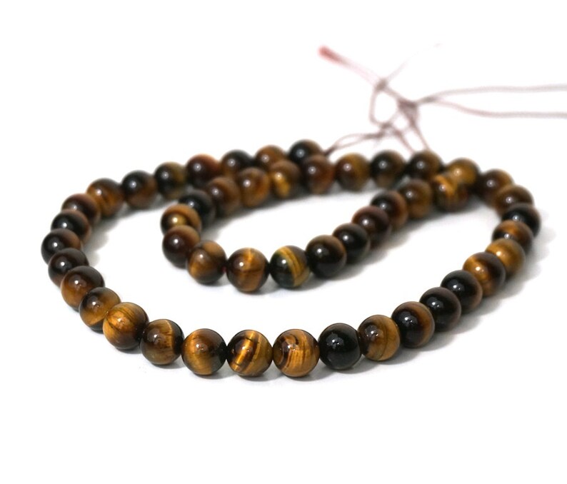 8mm tigereye beads, round natural brown gemstone 1007S image 2
