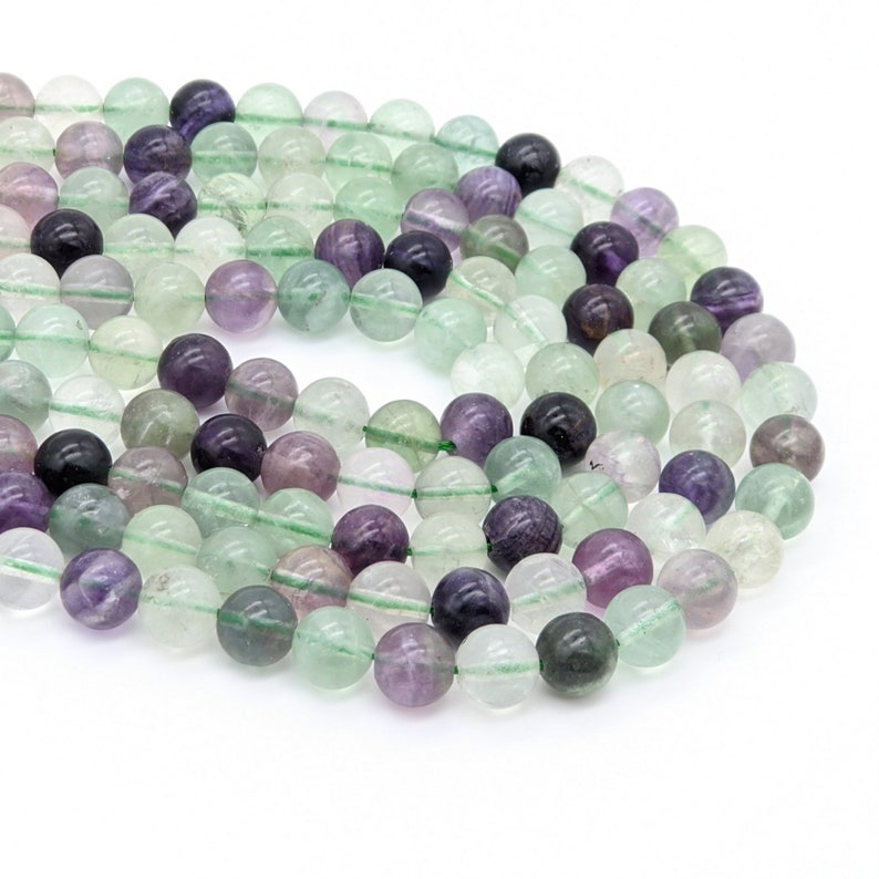 Rainbow Fluorite beads, 8mm round natural gemstone bead 605S image 2