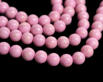 riverstone beads 8mm round pink gemstone bead  (1170S)