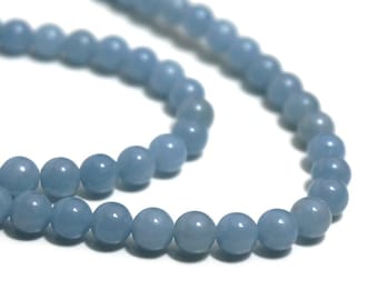 Angelite beads, 6mm round natural light blue gemstone, full & half strands available  (709S)