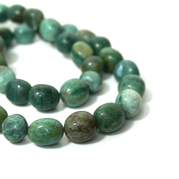 African Jade nugget beads, natural green gemstone, full & half strands available  (862S)