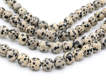 Dalmatian Jasper beads, 8mm round gemstone, full or half strands available  (535S)