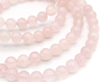 Rose Quartz beads, 8mm round pink gemstone   (1127S)