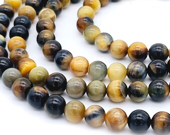 8mm blue golden tigereye beads, round natural gemstone   (1367S)