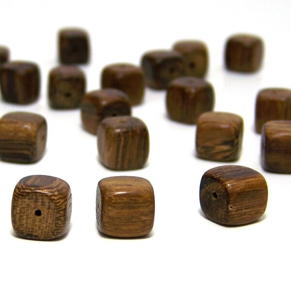 Perle di legno quadrato 11mm, cubo di legno marrone, versione strand (532R)
