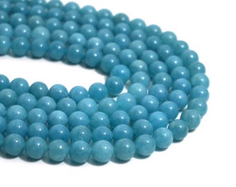 Blue Quartz beads, 8mm round gemstone   (1255G)