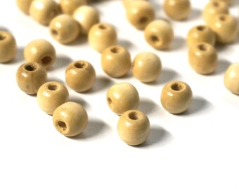 10mm Natural Wood Beads, handcut round, 50 eco-friendly wooden beads (1063R)