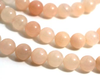 8mm round pink aventurine beads, natural pinky peach gemstone, full & half strands available (1264S)