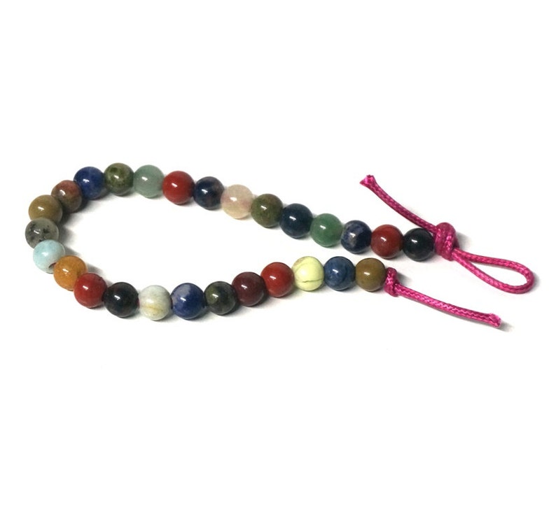 8mm round mixed gemstone beads with large holes, 8 inch strand 1131S image 2