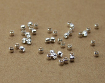 Silver Crimp Bead, 2mm with 1.5mm inside diameter, plated metal, 100 beads  (328FD)