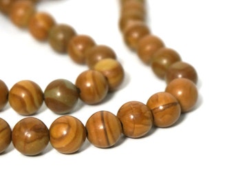 8mm Tiger Jasper beads (Wood Jasper) round natural brown gemstone bead  (928S)