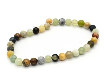 LAST ONE PICTURED Flower Jade, 6mm round natural gemstone beads,  8 inch  strand  (669S)