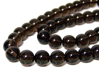 smoky quartz beads, 8mm round gemstone beads, full strand  (676S)