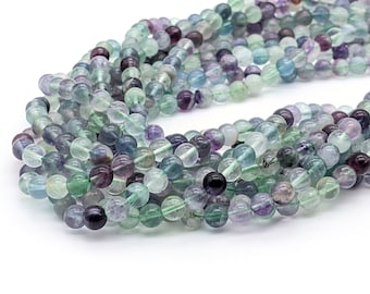 Rainbow Fluorite beads, 6mm round natural gemstone bead (627S)