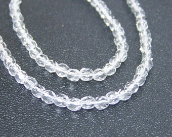 Czech Glass beads, Crystal Clear 4mm faceted round, full bead strand (372F)