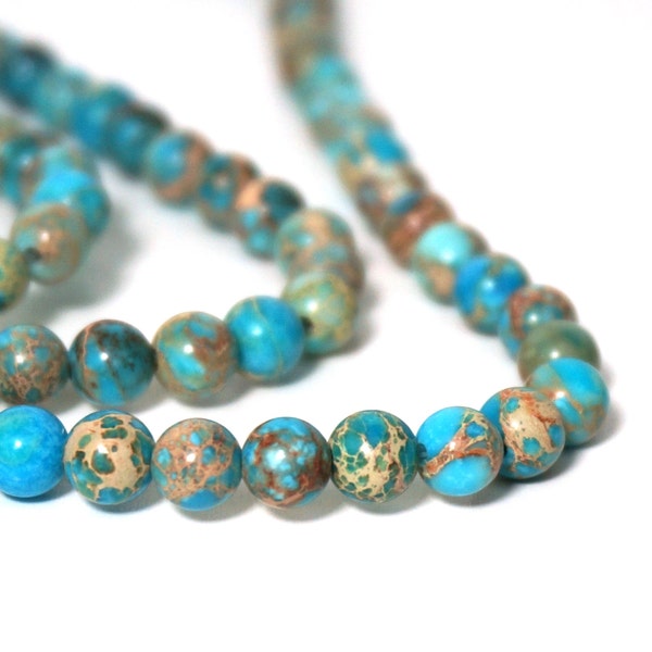 6mm Aqua Terra Jasper, round turquoise gemstone beads, full & half strands available (920S)