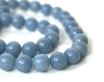 10mm Angelite beads, round natural blue gemstone, full & half strands available  (725S)