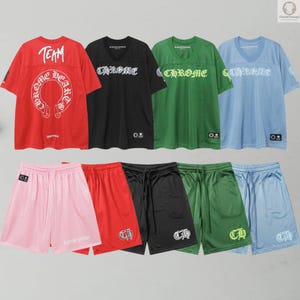 Multi Farben Unisex Locker Kurzarm & Shorts Set für Männer und Frauen
