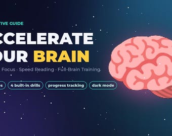 Interactive Brain Training Guide, Memory, Focus and Speed Reading Drills, Study and Productivity Tool (Digital Download)