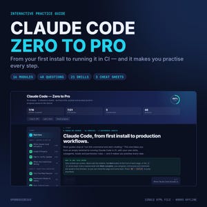 Claude Code Zero to Pro Interactive Guide, AI Coding Course, Terminal Practice Drills, Developer Tutorial, Instant Download
