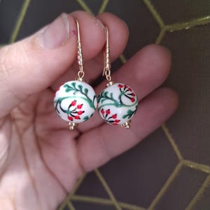 Exclusive Ceramic Earrings, Dangle Drop Earrings Handcrafted Jewelry, Ukrainian Ethnic Jewelry Holiday Earrings Gift for Her, Mom Gift