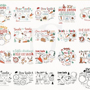 Retro Santa Tray SVG-bundel, Dear Santa Cookie Plate PNG, kersttraktaties voor Santa SVG, rendiersnacks ladeontwerp, digitale download