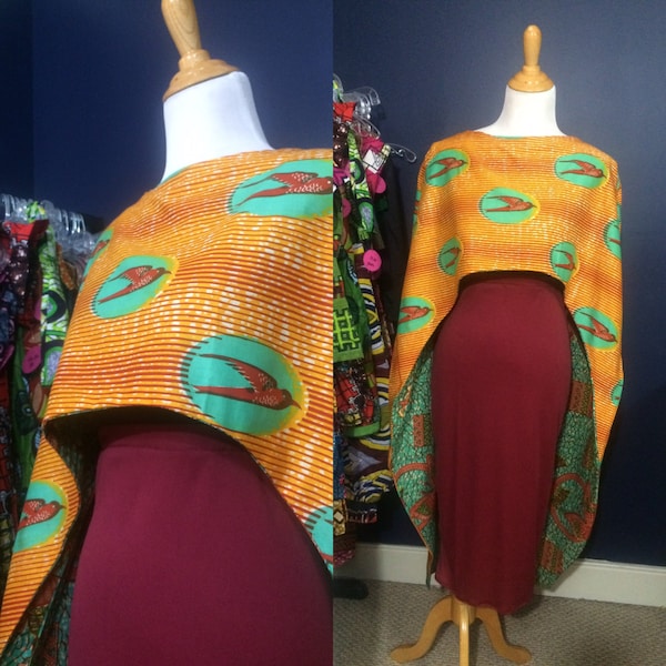 Bella Duafe Reversible Ankara Cape