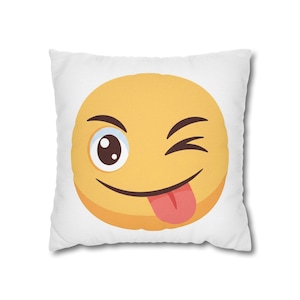 Cheerful Emoji Pillowcase - Fun Home Decor, Perfect for Kids Rooms, Playful Gift for Birthdays, Room Makeover, Whimsical Throw Pillow