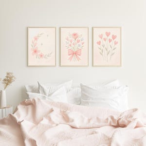 Pretty in Pink: Framed Floral Wall Art Collection - Set of 3 Pink Botanical Prints - Pink Flower Wall Art - Pink Floral Artwork