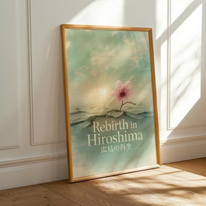 Cherry Blossom Digital Print – Rebirth in Hiroshima Wall Art – Japanese Minimalist Poster – Inspirational Nature Artwork – Digital Download