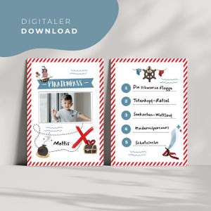 Passaporto pirata per feste di compleanno per bambini | Passaporto PDF da stampare e compilare | Bomboniera per feste a tema pirata | Gadget per sacchetti regalo