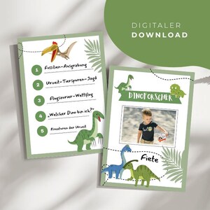 Dinosaurus-ontdekker-ID-kaart voor kinderfeestjes | PDF-paspoort om af te drukken en in te vullen | Dinosaurus-feestgunst | Cadeautje voor in de feesttas