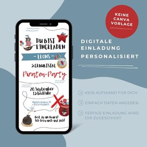 Invitation numérique pirate pour anniversaire d'enfant | Invitation WhatsApp personnalisée pour garçon | Carte électronique sans Canva | Fête pirate
