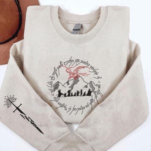 Lord of The Ring Sweatshirt, Misty Mountains Embroidered Hoodie, Rings of Movie Power Shirt, Even Darkness Must Pass, Bookish Gift