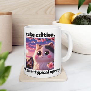 Sakura Dreams Kitten Mug - Cute Cat Art Coffee Cup, Perfect Gift for Cat Lovers, Birthdays, Mother's Day, Home Decor