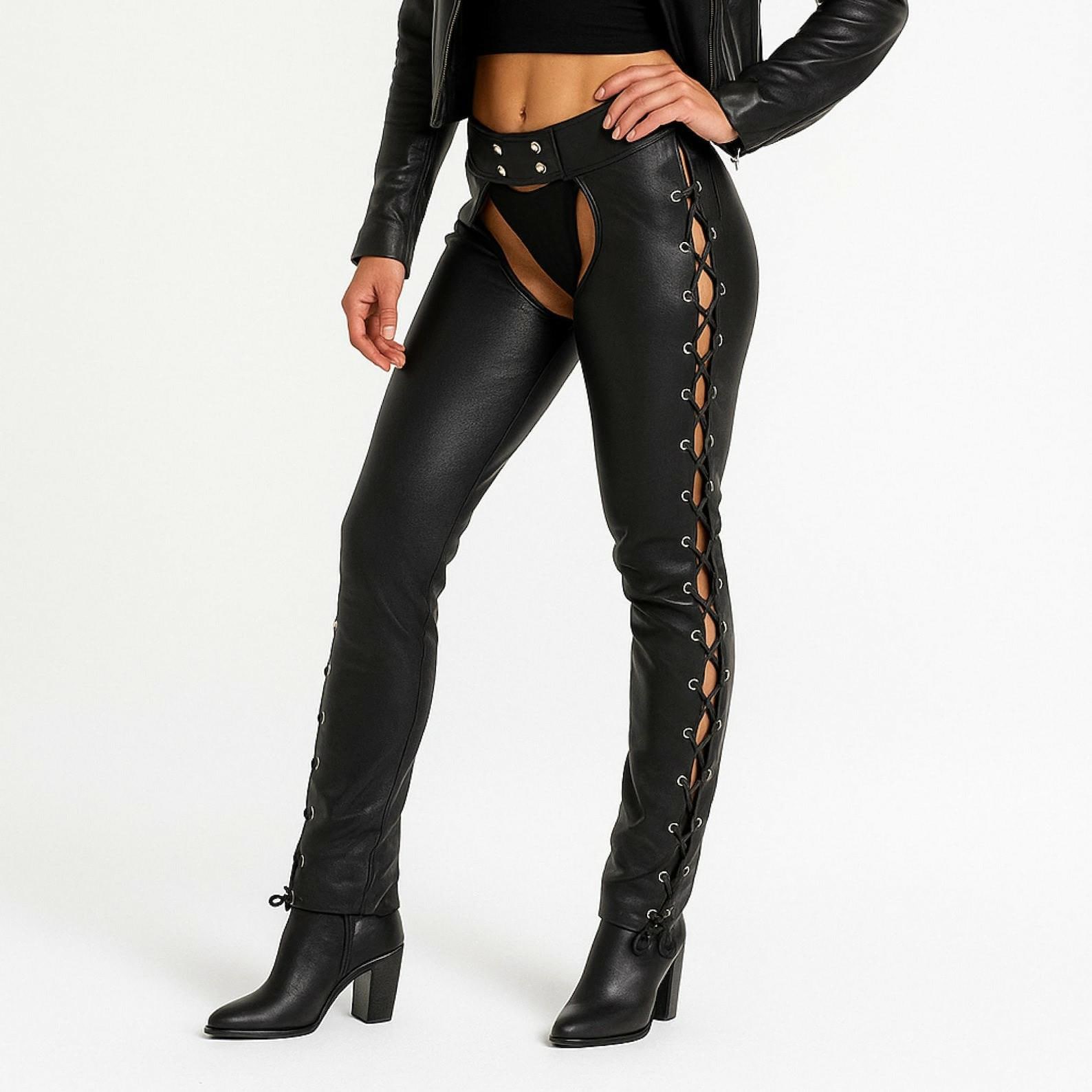 Chaps Cuir Violet Femme - Pantalon D'équitation Western Avec Franges - Taille Unique