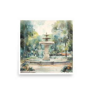 Kunstdruck, Savannah, Georgia, Serenity of Savannah, Forsyth Park Brunnen, Stadtbild Kunst, Küstendeko