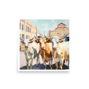 Kunstdruck, Fort Worth, Texas, Fort Worth Stockyards, Rinderkunst, Western Decor