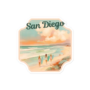 Sticker, San Diego Surf Vibes Sticker, Laid-Back California Art, Beach Decal